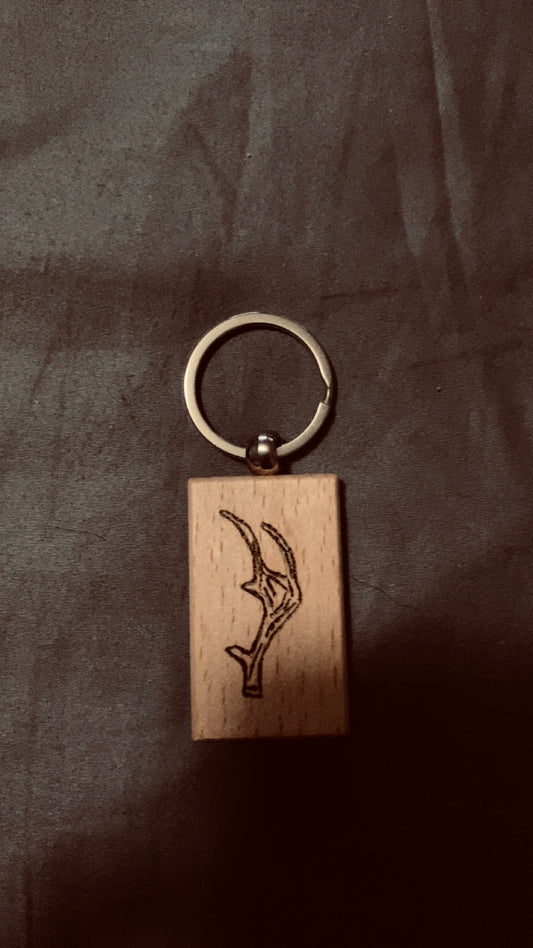 Antler Wood Burned Key Chain